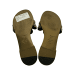 Giuseppe Zanotti Gold Leather Crystal and Rock Embellished Thong Flats Size 36.5 - Image 8