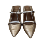 Malone Souliers Metallic Gold Leather Maureen Pointed Toe Mules Size 41