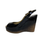 Jimmy Choo Black Patent Leather Prova Cork Wedge Slingback Sandals Size 37.5 - Image 6