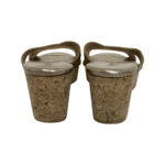 Jimmy Choo Metallic Gold Textured Leather Panna Cork Wedge Sandals Size 39 - Image 7