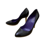 Sergio Rossi Black Leather Pointed Toe Golden Heels Pumps Size 39 - Image 2