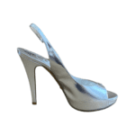 Gina Metallic Silver Leather Slingback Open Toe Sandals Size 37.5 - Image 4