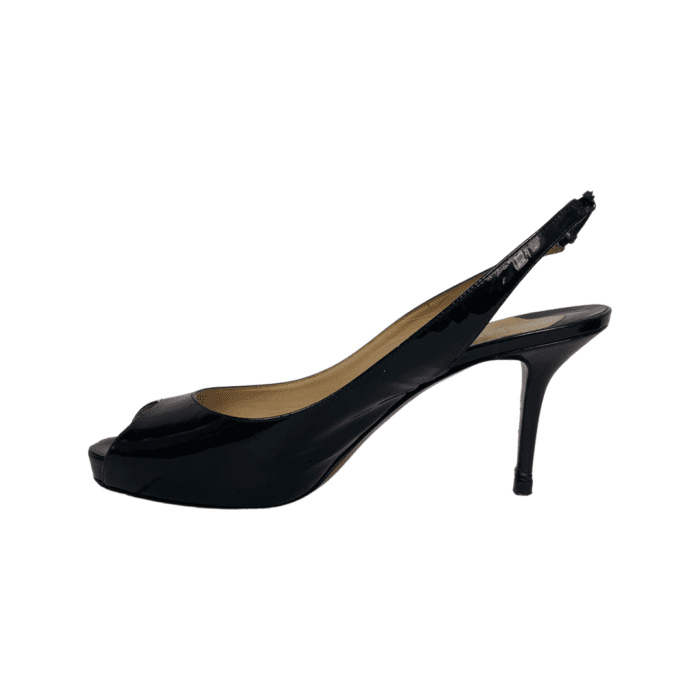 Christian Louboutin Navy Blue Patent Peep Toe Slingback Sandals Size 39 - Image 6