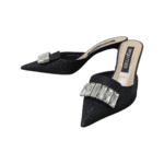 Sergio Rossi Black Glitter Embellished Mules Size 42 - Image 3