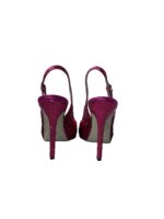 Sergio Rossi Pink Sequin Embellished Satin Peep Toe Slingback Sandals Size 40 - Image 4