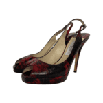 Jimmy Choo Black/Red Patent Open Toe Slingback Platform Pumps Size 39.5