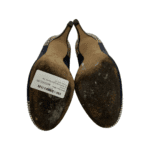 Gina Navy Blue Crystal Embellished Satin Round Toe Pumps Size 38 - Image 8