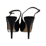 Jimmy Choo Metallic Black Glitter Fabric Clue Peep Toe Platform Slingback Sandals Size 39.5 - Image 7