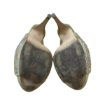 Gina Green Satin Crystal Embellished Peep Toe Slingback Sandals Size 39 - Image 8