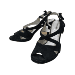 Emporio Armani Black Velvet Leather Platform Sandals Size 37.5 - Image 2