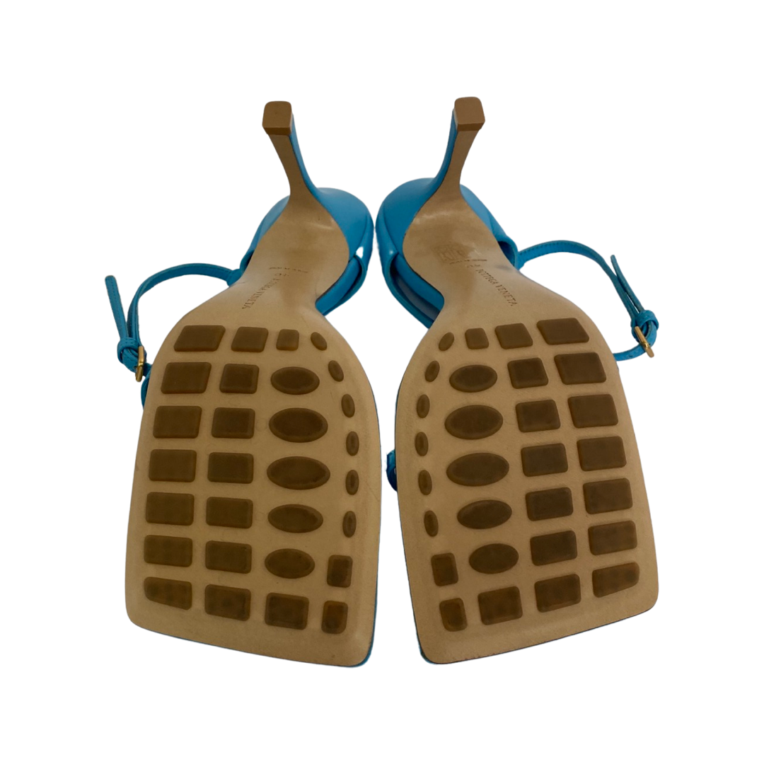 Bottega Veneta Blue Leather Square Toe Ankle Strap Sandals Size 40 - Image 8