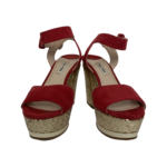 Miu Miu Red Suede Leather with Glittery Block Heel Ankle Strap Platform Sandals Size 37 - Image 2