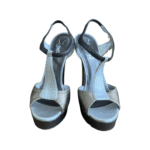 Saint Laurent Silver and Gold Leather Platform Sandals Size 37 - Image 7