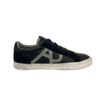 Armani Jeans Navy Blue Leather Logo Embellished Trainers Size 40 - Image 3