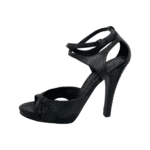 Bottega Veneta Navy Blue Intrecciato Sole Leather Block Heel Sandals Size 38.5 - Image 3