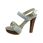 Alexander McQueen Gold Textured Leather Open Toe Ankle Strap Sandals Size 37.5 - Image 5