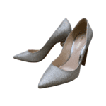 Nicholas Kirkwood Silver Glittery Fabric with Pearl Embellishment Mira 90 Pumps Size 39 - Image 2