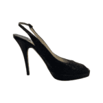 Jimmy Choo Metallic Black Glitter Fabric Clue Peep Toe Platform Slingback Sandals Size 39.5 - Image 6