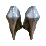 Burberry Metallic Silver Python Open Toe Wedges Size 38.5 - Image 8