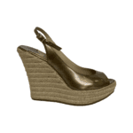 Jimmy Choo Grey Patent Leather and Rope Open Toe Wedge Size 38 - Image 3