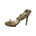 Gina Gold Leather Crystal Embellished Cross Ankle Strap Sandals Size 40 - Image 8
