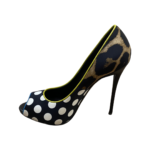 Giuseppe Zanooti Polka Dot/ Leopard Print Leather Peep Toe Pumps Size 39 - Image 6