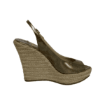 Jimmy Choo Grey Patent Leather and Rope Open Toe Wedge Size 38 - Image 5