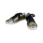 Lanvin Metallic Glitter Fabric Low Top Sneakers Size 39 - Image 3