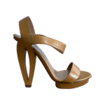 Emporio Armani Camel Leather Platform Sandals Size 38 - Image 2