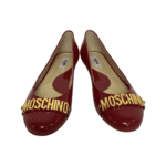 Moschino Red Leather Logo Embellished Ballet Flats Size 38 - Image 2