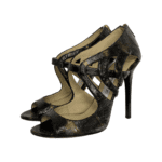 Jimmy Choo Grey Painted Eel Skin Prosper Cutout Pumps Size 37.5