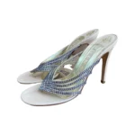 Gina Beige Leather Crystal Embellished Mule Size 39.5