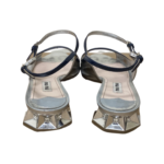 Miu Miu Metallic Silver Leather Flat Sandals Size 37 - Image 3