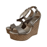 Jimmy Choo Bronze Leather Cork Wedge Size 38 - Image 8