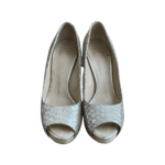 Giuseppe Zanotti Rose Gold Croc Embossed Leather Peep Toe Platform Pumps Size 38.5 - Image 5