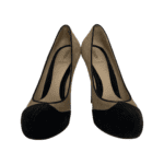 Fendi Beige/Black Suede Leather FF Heels Round Toe Platform Pumps Size 38 - Image 2