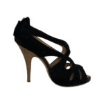 Giuseppe Zanotti Black Suede Cutout Peep Toe Booties Size 35.5 - Image 6