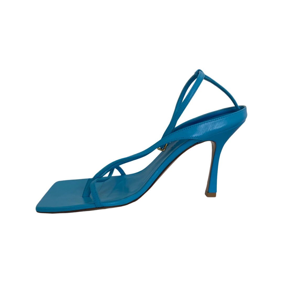 Bottega Veneta Blue Leather Square Toe Ankle Strap Sandals Size 40 - Image 6