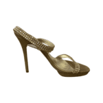 Gina Gold Leather Crystal Embellished Cross Ankle Strap Sandals Size 40 - Image 7