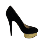 Charlotte Olympia Black Suede Dolly Platform Pumps Size 38 - Image 5