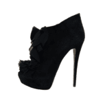 Giuseppe Zanotti Black Suede Ruffle Embellishment Lace-Up Peep Toe Platform Boots Size 37.5 - Image 3