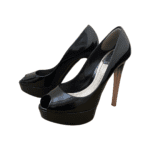Dior Black Patent Leather Peep Toe Platform Pumps Size 38 - Image 2