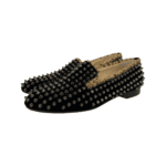 Christian Louboutin Black Velvet Dandelion Spikes Loafers Size 37.5