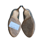 Gucci Metallic Textured Leather-iridescent Horsebit Peep Toe Pumps Size 36.5 - Image 8