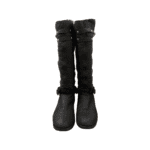 Jimmy Choo Brown Leather Knee Length Boots with Gold Buckles and Shearling Lining Size 38.5