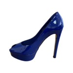 Dior Dark Blue Patent Leather Peep Toe Platform Pumps Size 38.5 - Image 3