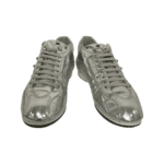 Fendi Metallic Silver Calfskin Argento Sneakers Size 42 - Image 2