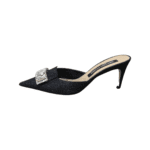 Sergio Rossi Black Glitter Embellished Mules Size 42 - Image 6
