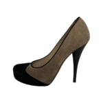 Fendi Beige/Black Suede Leather FF Heels Round Toe Platform Pumps Size 38 - Image 5