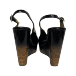 Jimmy Choo Black Patent Leather Prova Cork Wedge Slingback Sandals Size 37.5 - Image 7